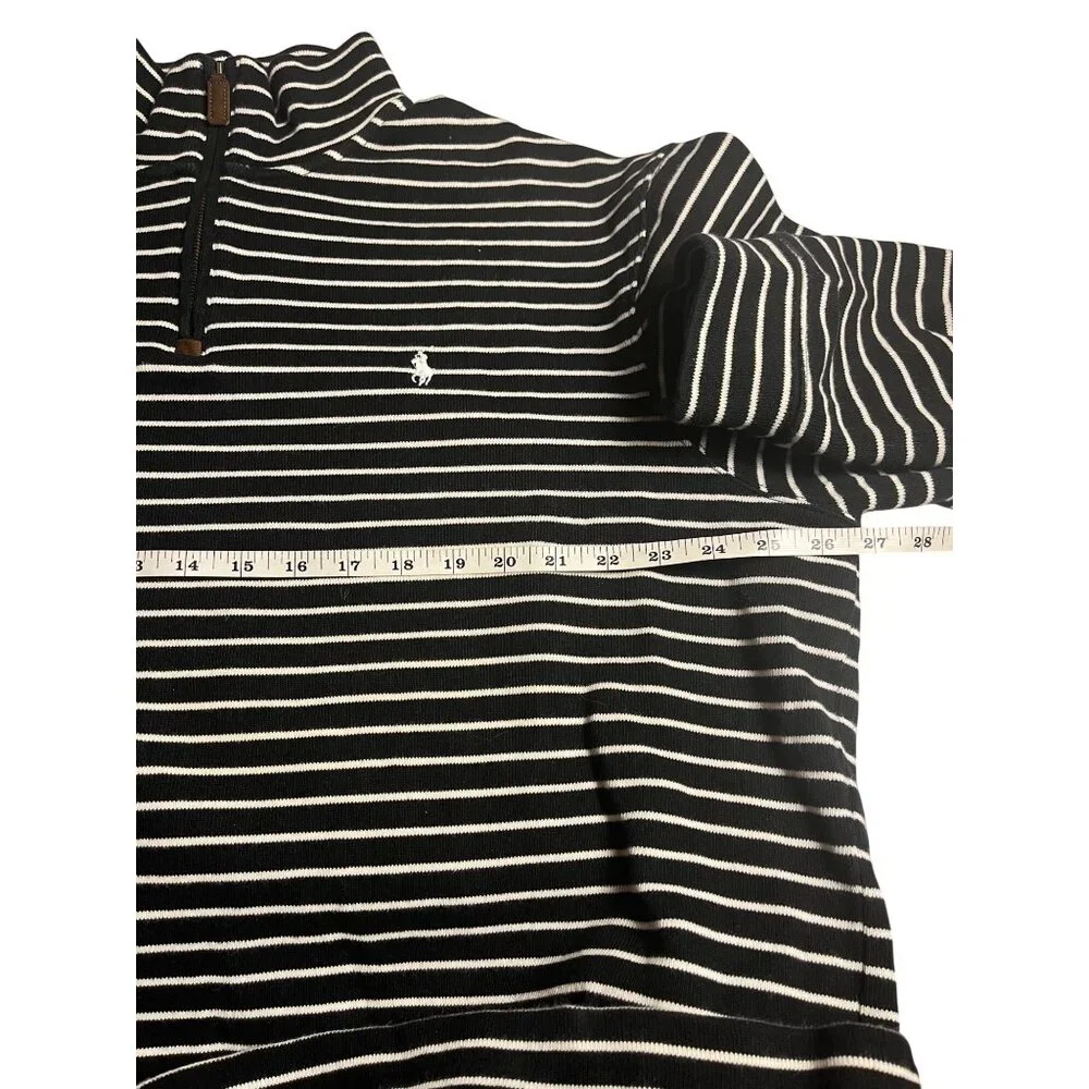 Polo Ralph Lauren 1/4 Zip Striped Black/White Pullover Mens XXL Cotton preppy